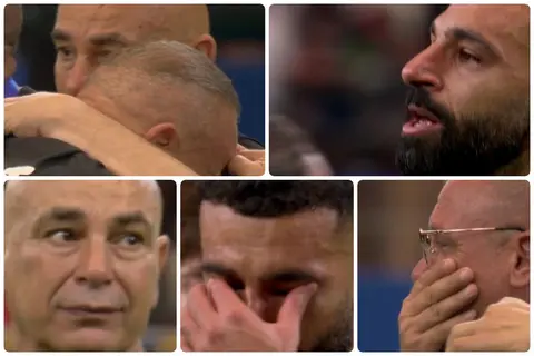 لقطات مؤثرة على الهواء مباشرة لصلاح وإبراهيم حسن بعد فوز منتخب مصر على أستراليا (صور)